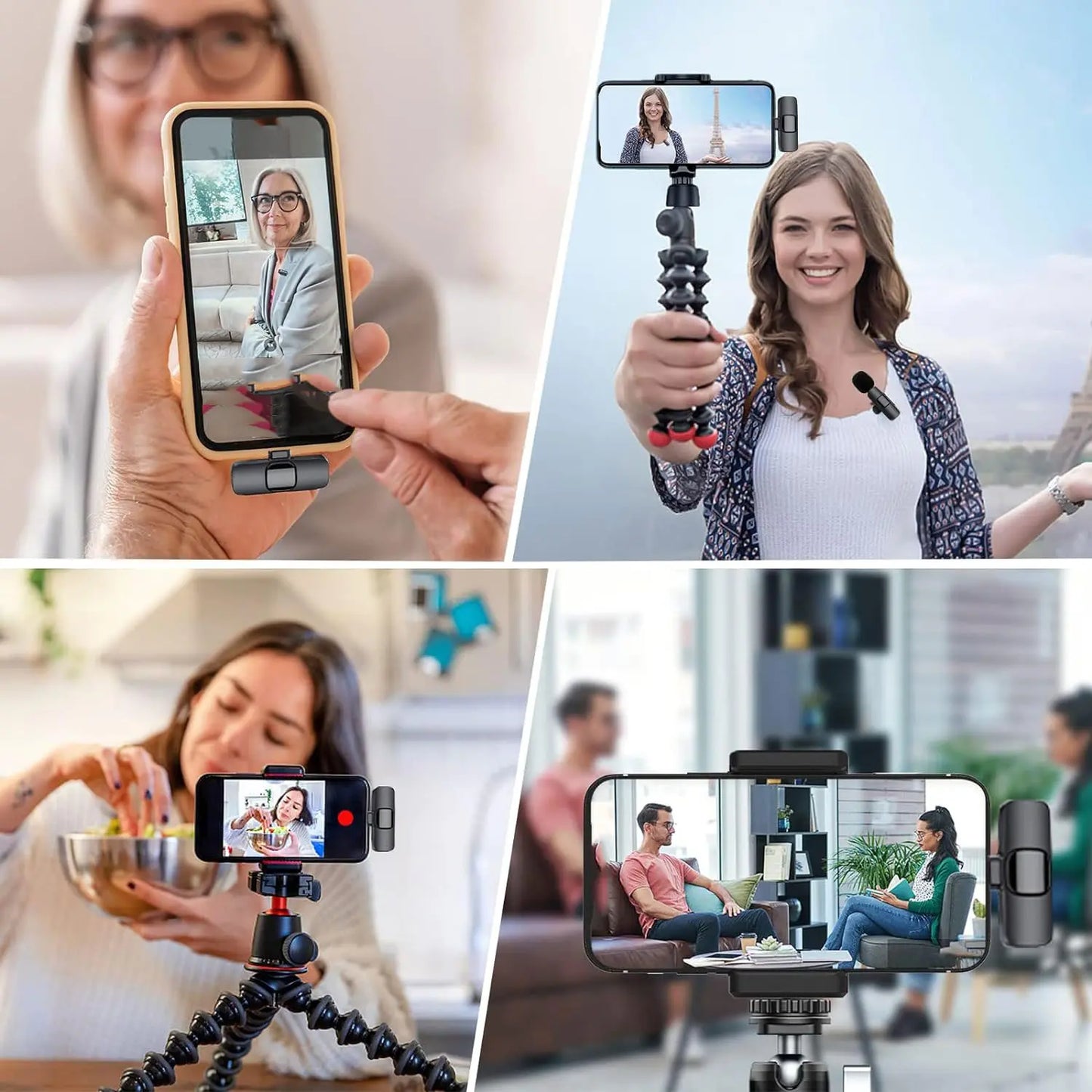 Hitozon Wireless Lavalier Microphone with Noise Reduction for iPhone 15/16/17, iPad, and Android - Portable USB-C Lapel Mic for Video Recording, Vlogging, TikTok, and YouTube