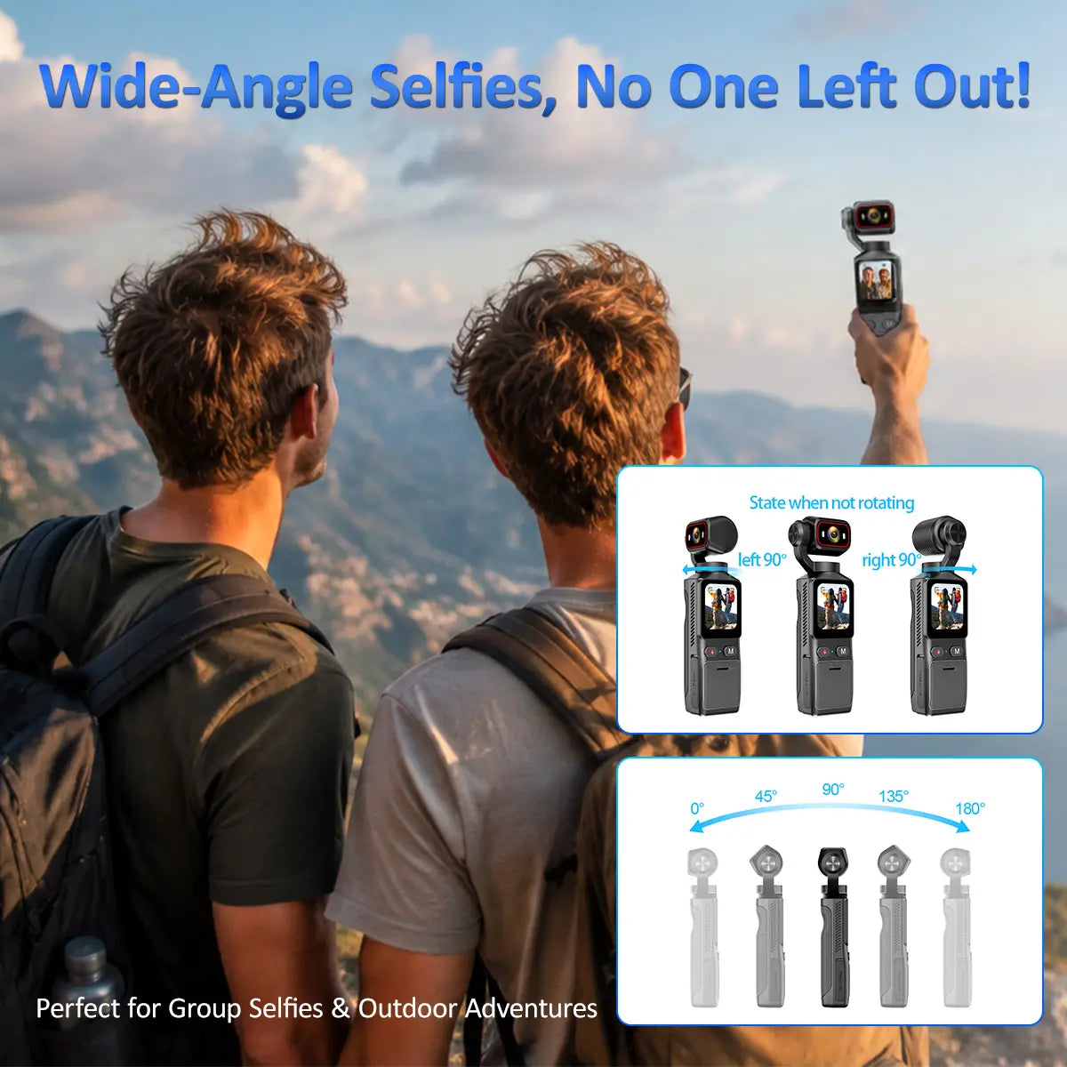 4K Pocket Camera with 64GB Memory Card, Motorized 270° Rotating Lens, EIS Stabilization, Ideal for Vlogging and Travel