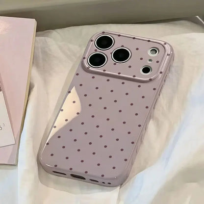 Polka Dot and Heart Themed Slim Phone Case - Lightweight, Scratch-Resistant Design for Apple iPhone Models 13-17