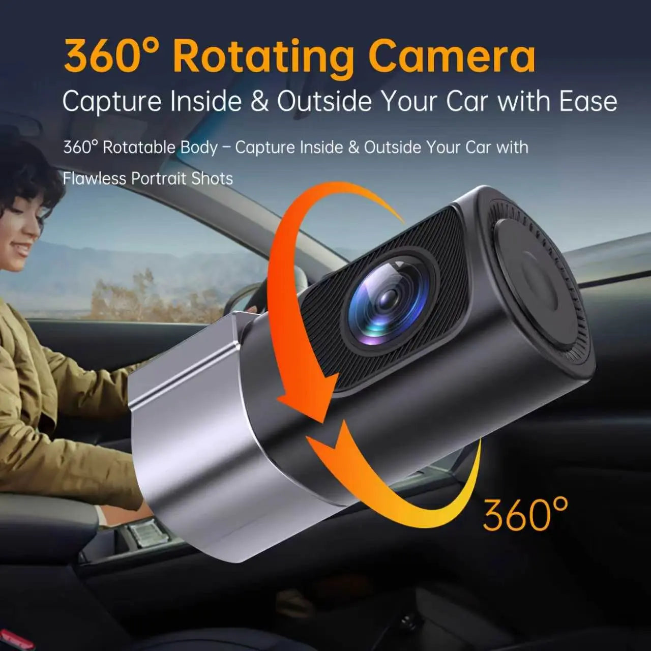 Experience Unmatched Clarity with Our 1080P HD Wired WiFi Dash Cam - 360° Rotatable Mini Camera with Night Vision and 24/7 Parking Monitor
