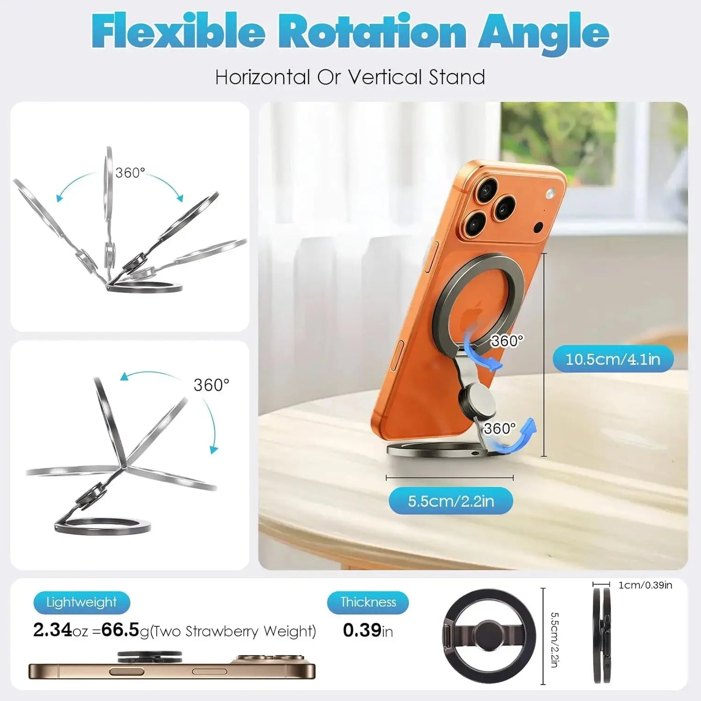 FUDUOO 2-in-1 Magnetic Phone Stand & Fidget Spinner - 360° Rotating, Foldable, Stress Relief Accessory for Home, Office & Travel - Magsafe Compatible