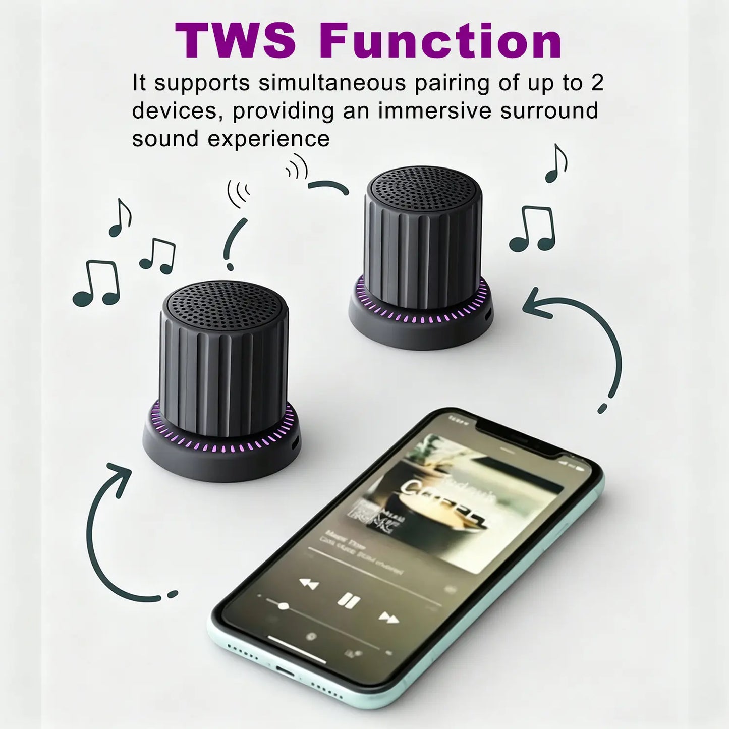 Lewinner Bluetooth Speaker - IPX4 Water-Resistant Portable Audio Device with TWS Pairing, RGB Rhythm Lighting, Rotary Knob Control, and Rechargeable Bluetooth Receiver for Outdoor and Bathroom Use