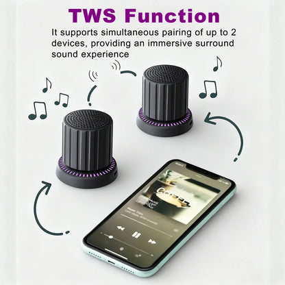 Lewinner Bluetooth Speaker - IPX4 Water-Resistant Portable Audio Device with TWS Pairing, RGB Rhythm Lighting, Rotary Knob Control, and Rechargeable Bluetooth Receiver for Outdoor and Bathroom Use