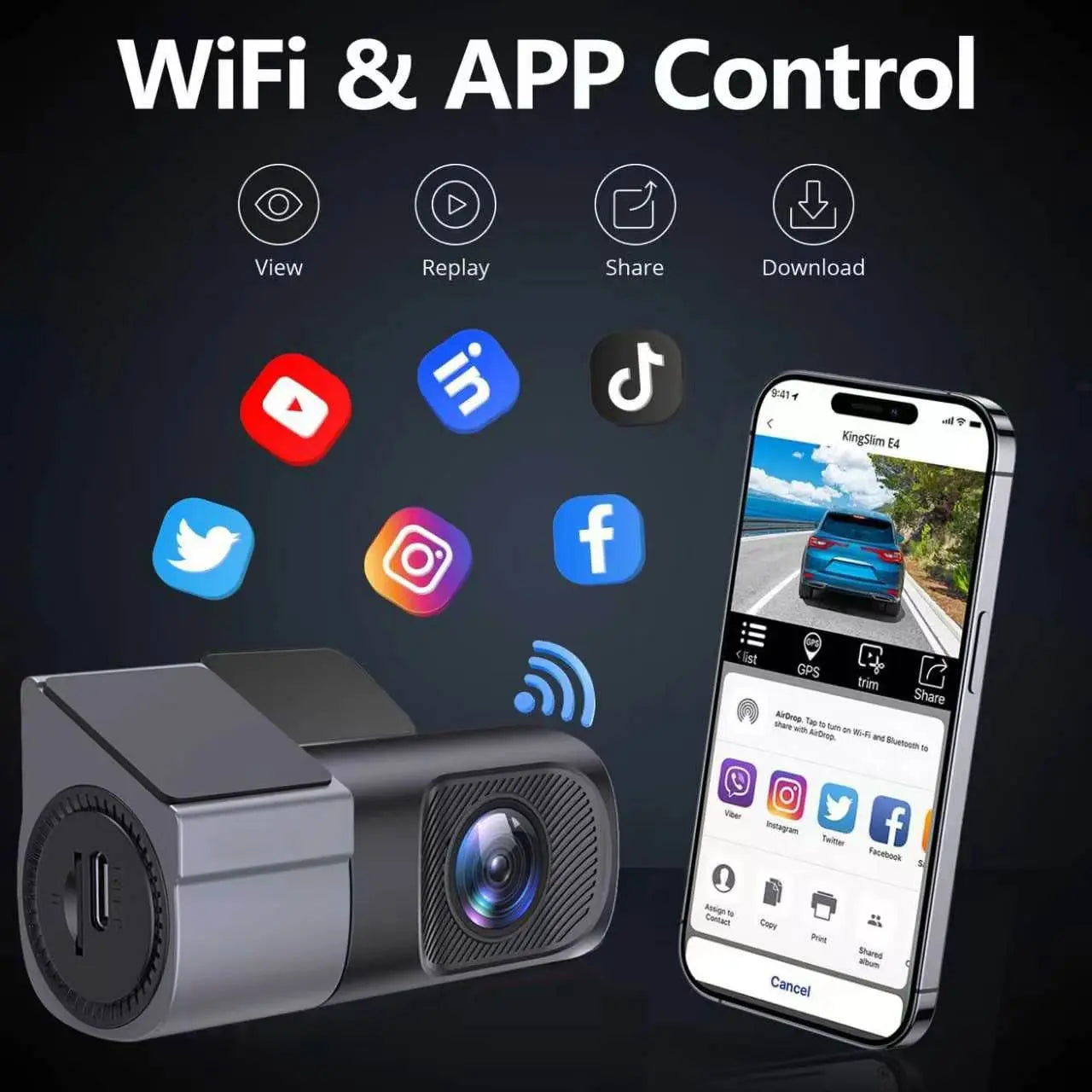 Experience Unmatched Clarity with Our 1080P HD Wired WiFi Dash Cam - 360° Rotatable Mini Camera with Night Vision and 24/7 Parking Monitor