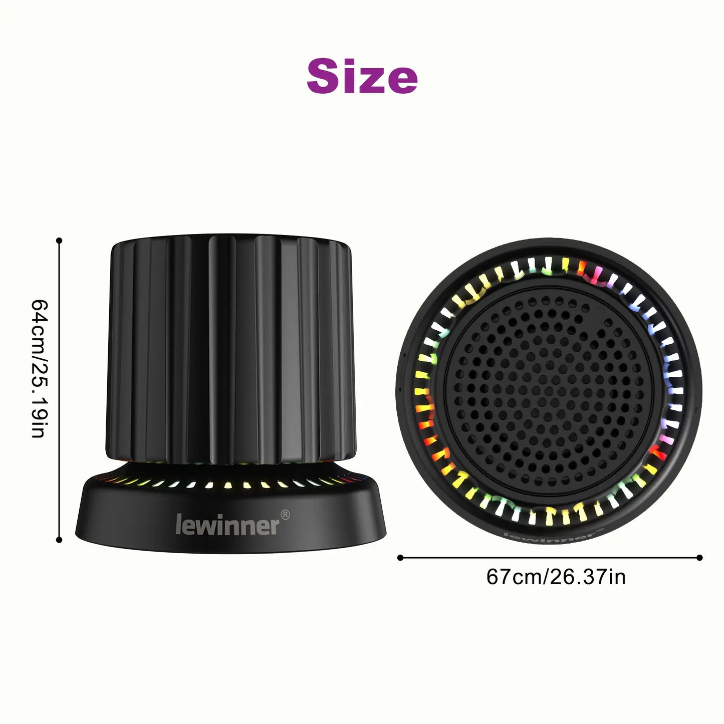 Lewinner Bluetooth Speaker - IPX4 Water-Resistant Portable Audio Device with TWS Pairing, RGB Rhythm Lighting, Rotary Knob Control, and Rechargeable Bluetooth Receiver for Outdoor and Bathroom Use