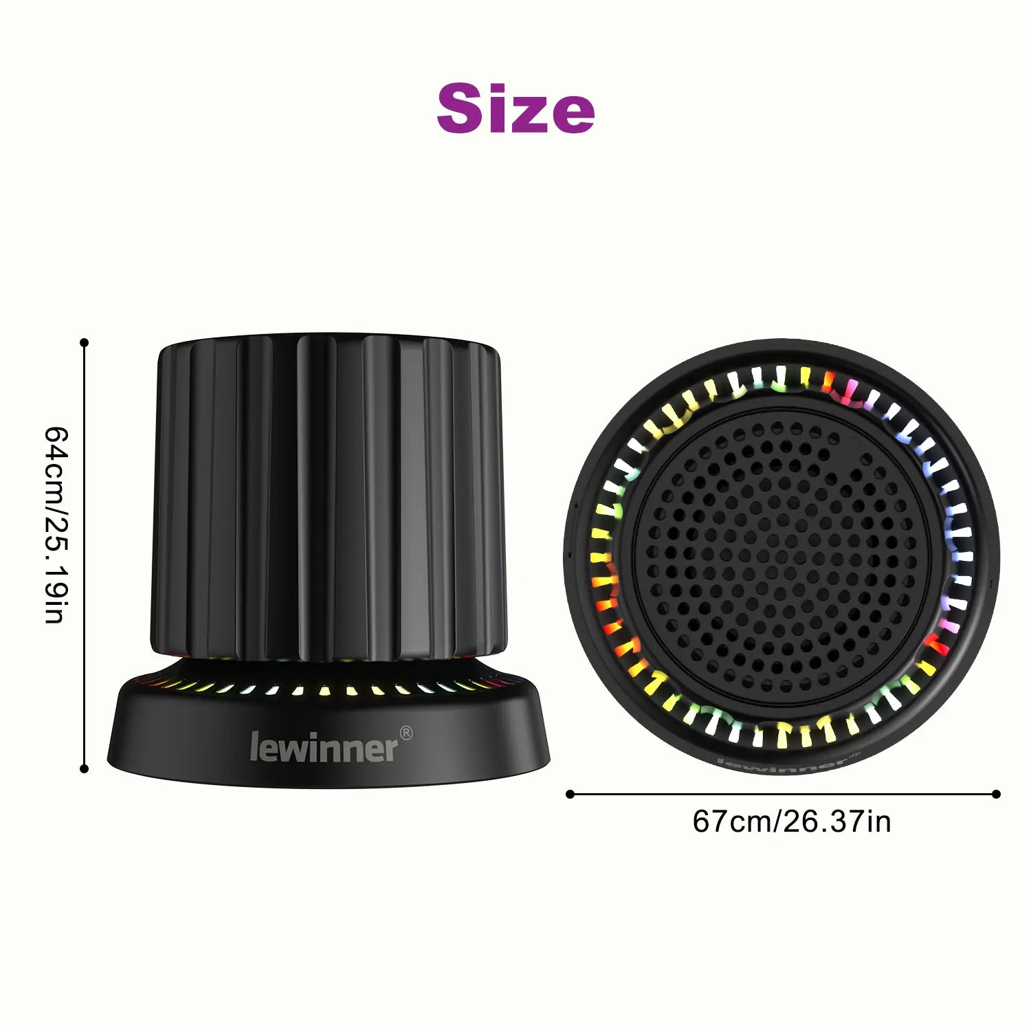Lewinner Bluetooth Speaker - IPX4 Water-Resistant Portable Audio Device with TWS Pairing, RGB Rhythm Lighting, Rotary Knob Control, and Rechargeable Bluetooth Receiver for Outdoor and Bathroom Use