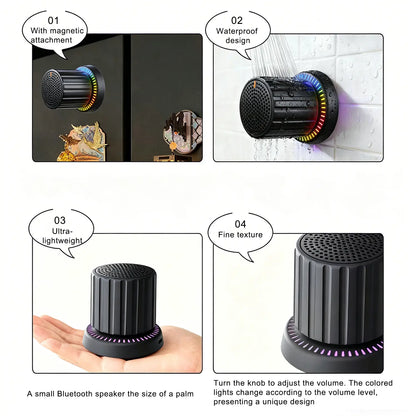 Lewinner Bluetooth Speaker - IPX4 Water-Resistant Portable Audio Device with TWS Pairing, RGB Rhythm Lighting, Rotary Knob Control, and Rechargeable Bluetooth Receiver for Outdoor and Bathroom Use