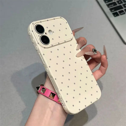 Polka Dot and Heart Themed Slim Phone Case - Lightweight, Scratch-Resistant Design for Apple iPhone Models 13-17