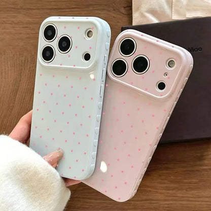Polka Dot and Heart Themed Slim Phone Case - Lightweight, Scratch-Resistant Design for Apple iPhone Models 13-17