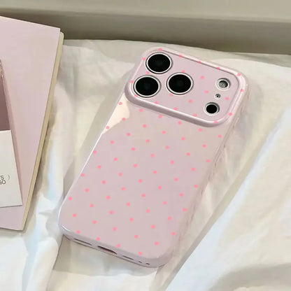 Polka Dot and Heart Themed Slim Phone Case - Lightweight, Scratch-Resistant Design for Apple iPhone Models 13-17