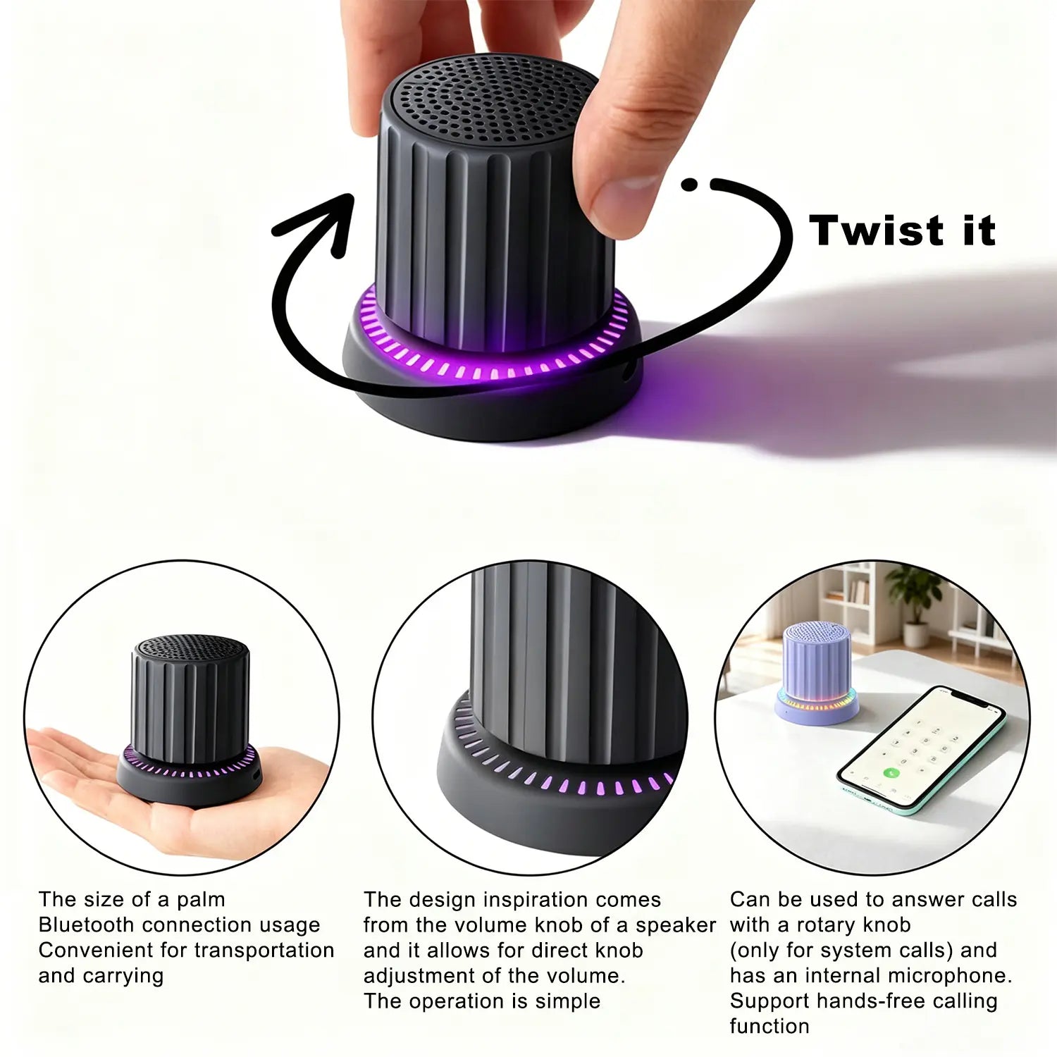 Lewinner Bluetooth Speaker - IPX4 Water-Resistant Portable Audio Device with TWS Pairing, RGB Rhythm Lighting, Rotary Knob Control, and Rechargeable Bluetooth Receiver for Outdoor and Bathroom Use