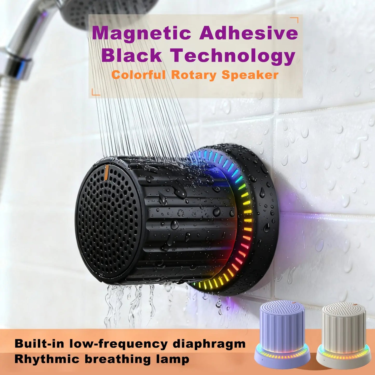 Lewinner Bluetooth Speaker - IPX4 Water-Resistant Portable Audio Device with TWS Pairing, RGB Rhythm Lighting, Rotary Knob Control, and Rechargeable Bluetooth Receiver for Outdoor and Bathroom Use
