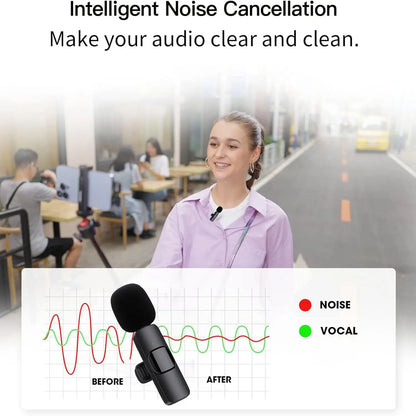 Hitozon Wireless Lavalier Microphone with Noise Reduction for iPhone 15/16/17, iPad, and Android - Portable USB-C Lapel Mic for Video Recording, Vlogging, TikTok, and YouTube