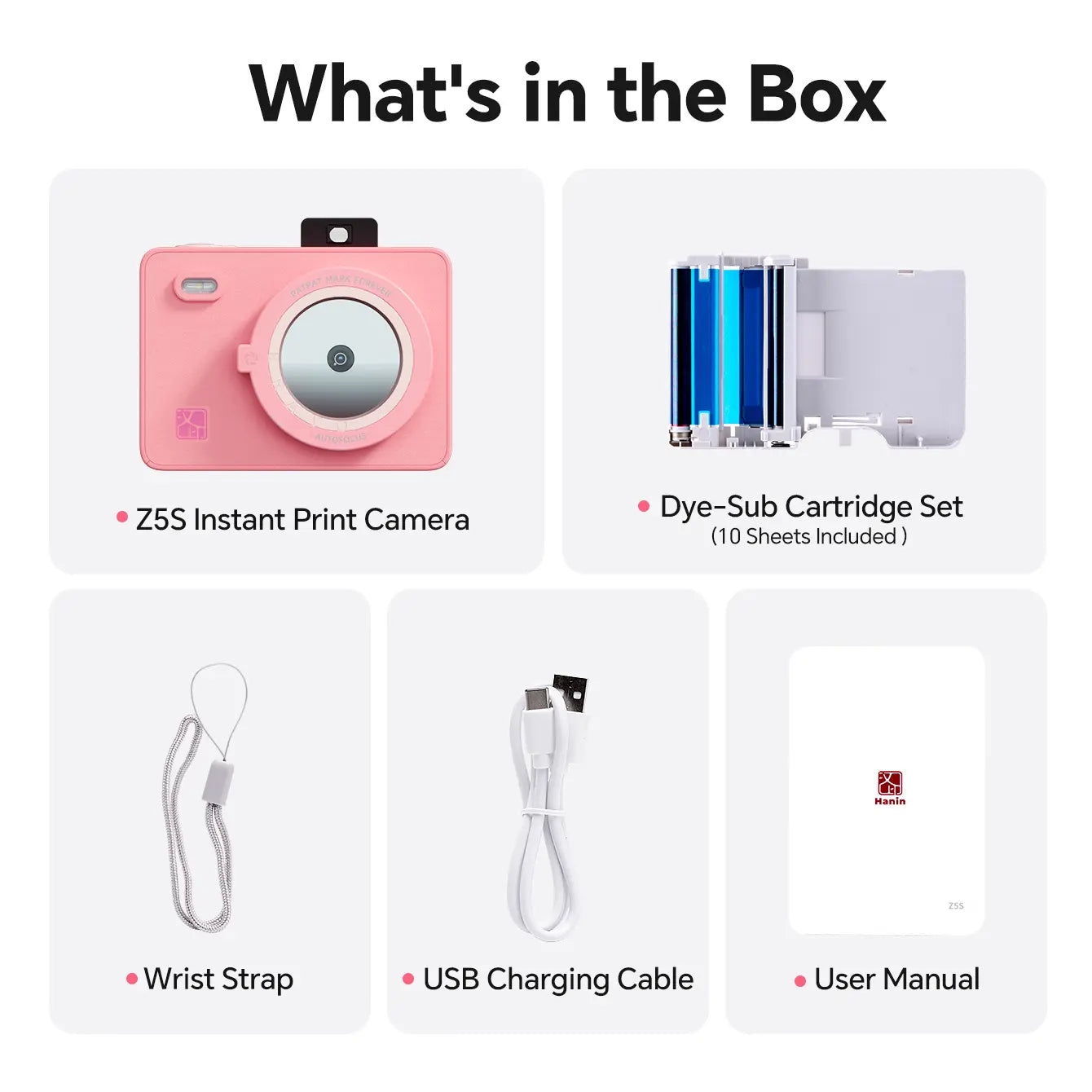 Hanin Portable Instant Camera and Mini Photo Printer 2x3 for iPhone and Android - Effortless Photo Printing for Travel and Everyday Memories