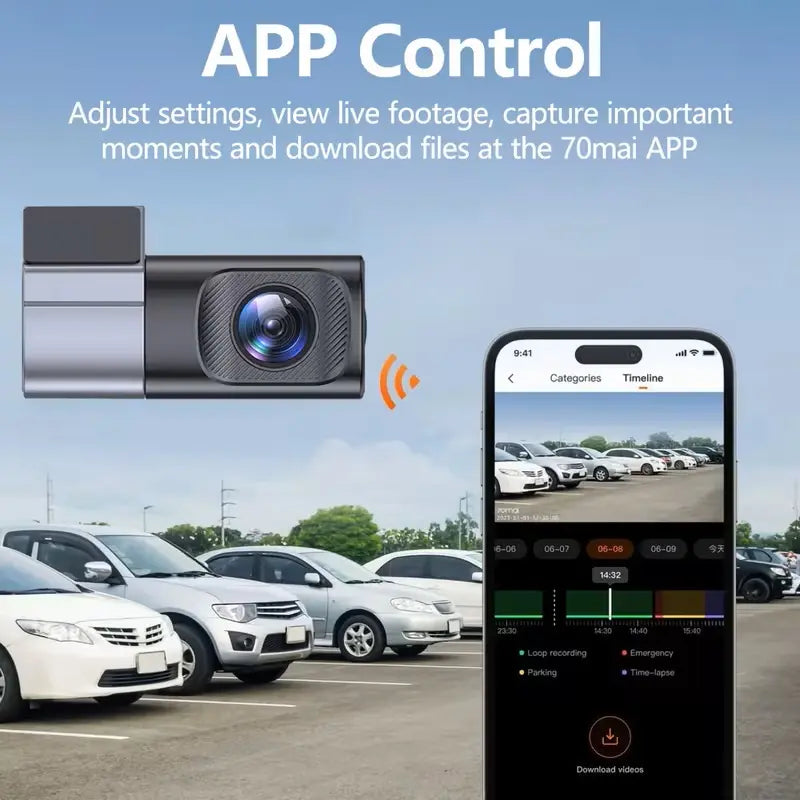 Experience Unmatched Clarity with Our 1080P HD Wired WiFi Dash Cam - 360° Rotatable Mini Camera with Night Vision and 24/7 Parking Monitor