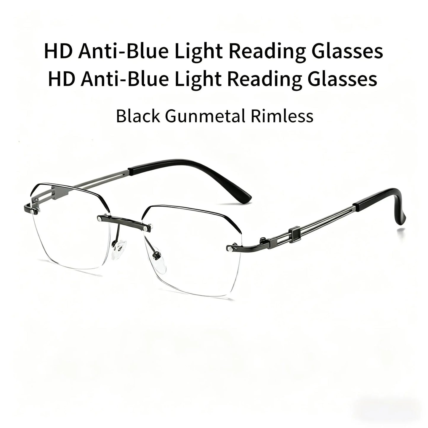 Modern Minimalist Frameless Blue Light Blocking Reading Glasses - Ultra-Lightweight Metal Design for Enhanced Focus in Work, Gaming, and Daily Use