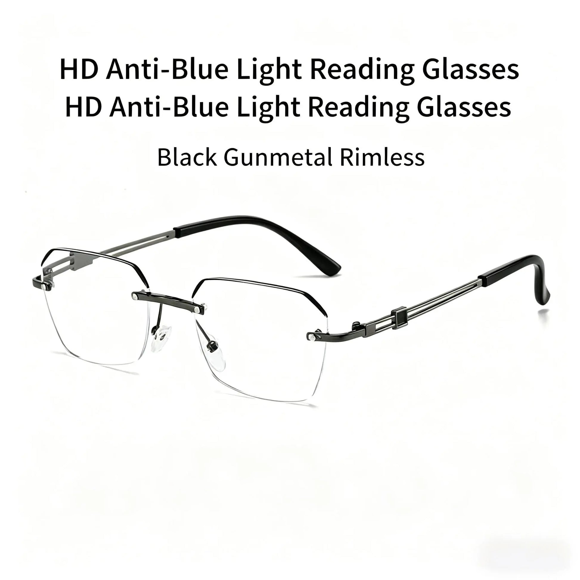 Modern Minimalist Frameless Blue Light Blocking Reading Glasses - Ultra-Lightweight Metal Design for Enhanced Focus in Work, Gaming, and Daily Use