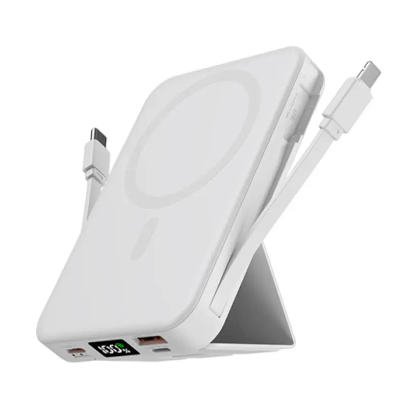 10,000mAh MagSafe Magnetic Power Bank with Built-In Cables and Phone Stand | 22.5W PD Fast Charging Portable Charger with LED Display for iPhone 12-17 and Android Devices, Ideal for Hands-Free Wireless Charging and Gifting