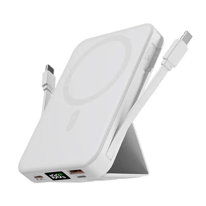 10,000mAh MagSafe Magnetic Power Bank with Built-In Cables and Phone Stand | 22.5W PD Fast Charging Portable Charger with LED Display for iPhone 12-17 and Android Devices, Ideal for Hands-Free Wireless Charging and Gifting