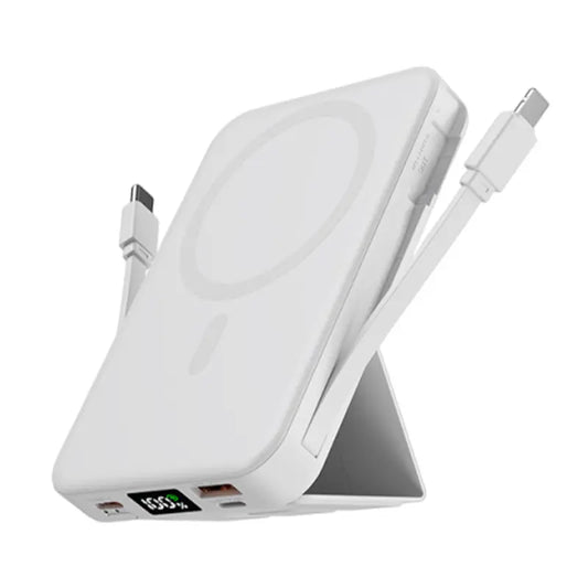 10,000mAh MagSafe Magnetic Power Bank with Built-In Cables and Phone Stand | 22.5W PD Fast Charging Portable Charger with LED Display for iPhone 12-17 and Android Devices, Ideal for Hands-Free Wireless Charging and Gifting