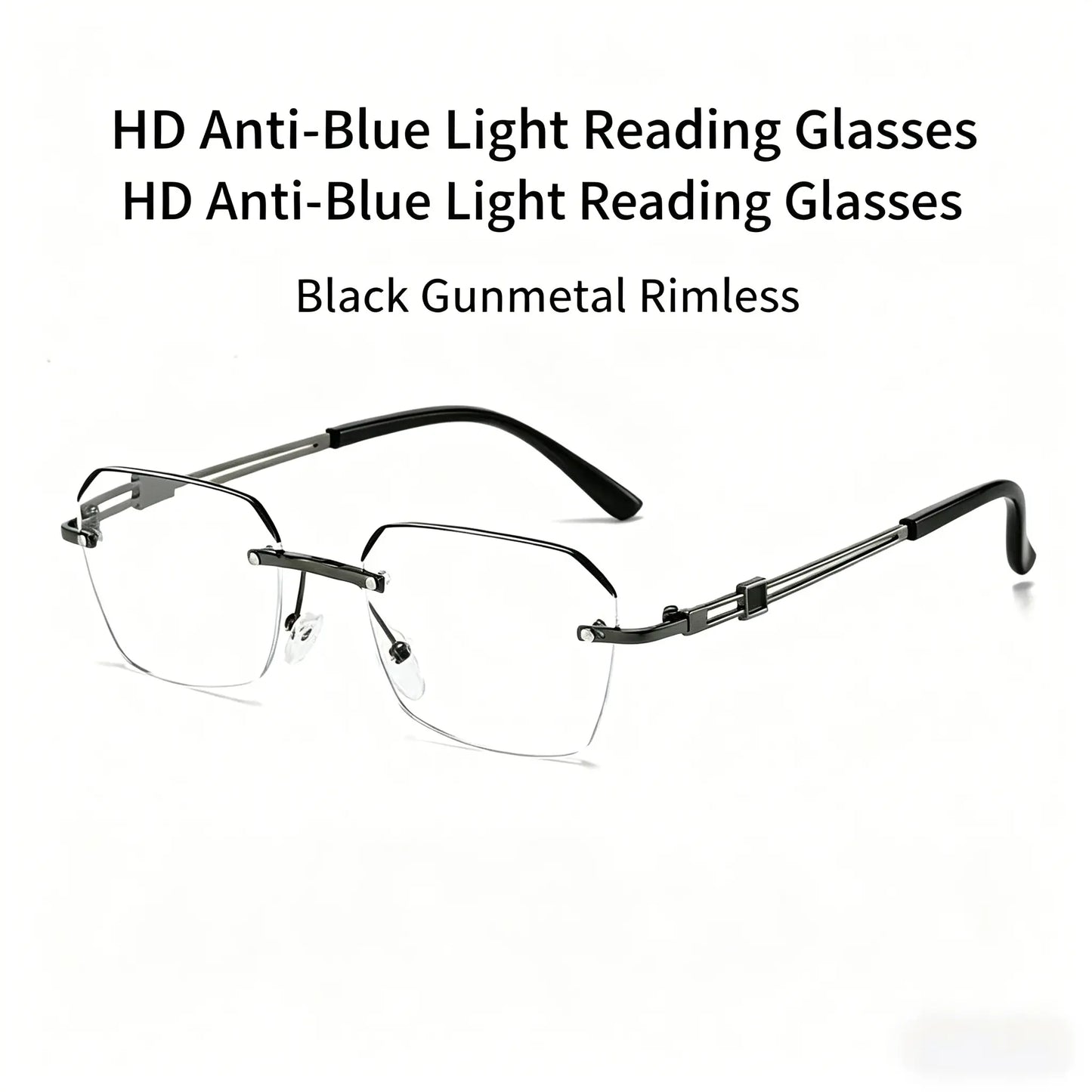 Modern Minimalist Frameless Blue Light Blocking Reading Glasses - Ultra-Lightweight Metal Design for Enhanced Focus in Work, Gaming, and Daily Use