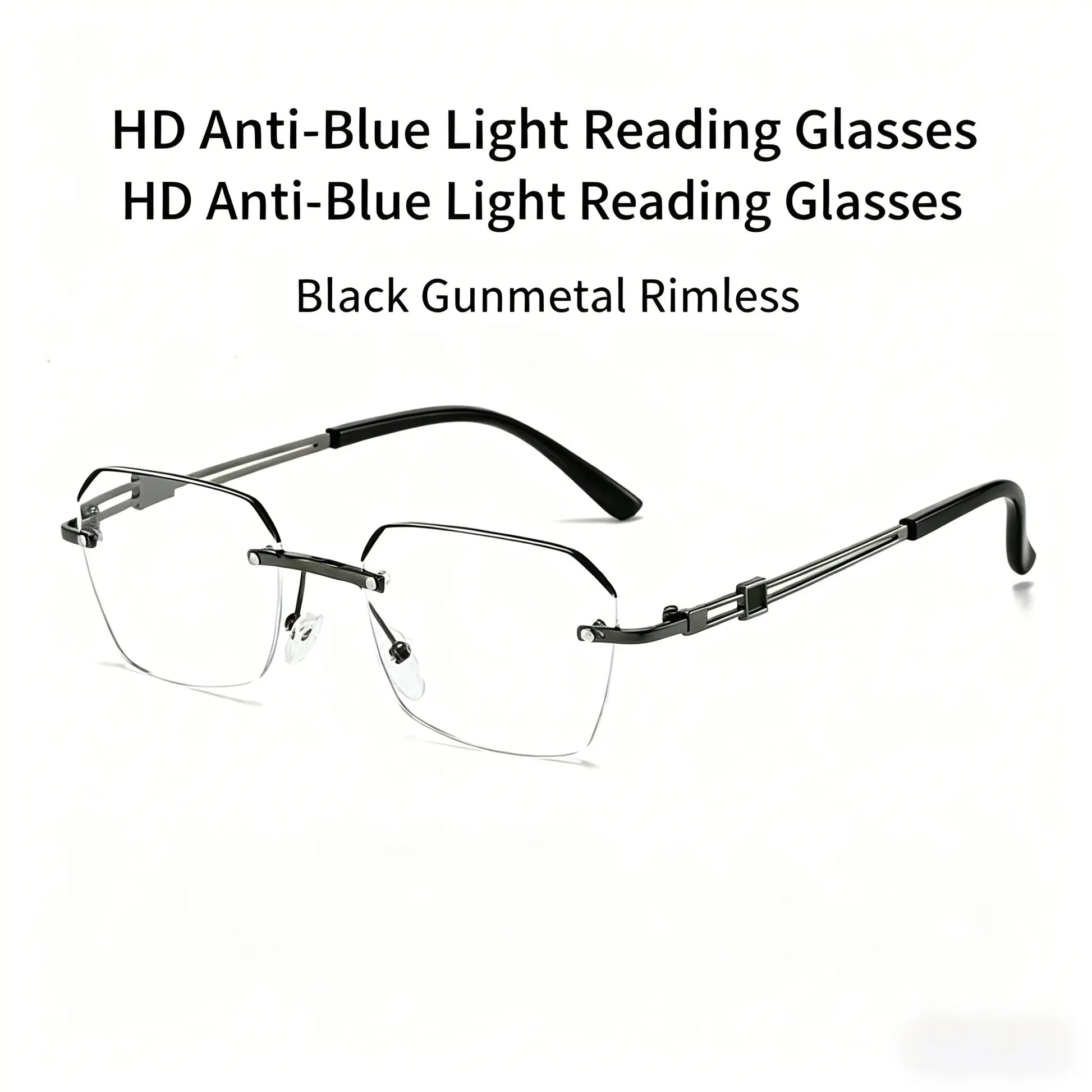 Modern Minimalist Frameless Blue Light Blocking Reading Glasses - Ultra-Lightweight Metal Design for Enhanced Focus in Work, Gaming, and Daily Use