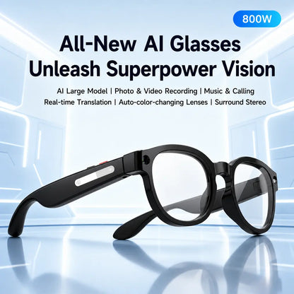 Sightflow Smart AI Camera Glasses with 8MP Photochromic UV-Protection Lenses, Real-Time Translation in 160+ Languages, Bluetooth Audio, Hands-Free Photo and Video Capture, Touch Control, Ideal for Travel and Outdoor Use, Compatible with iOS and Android