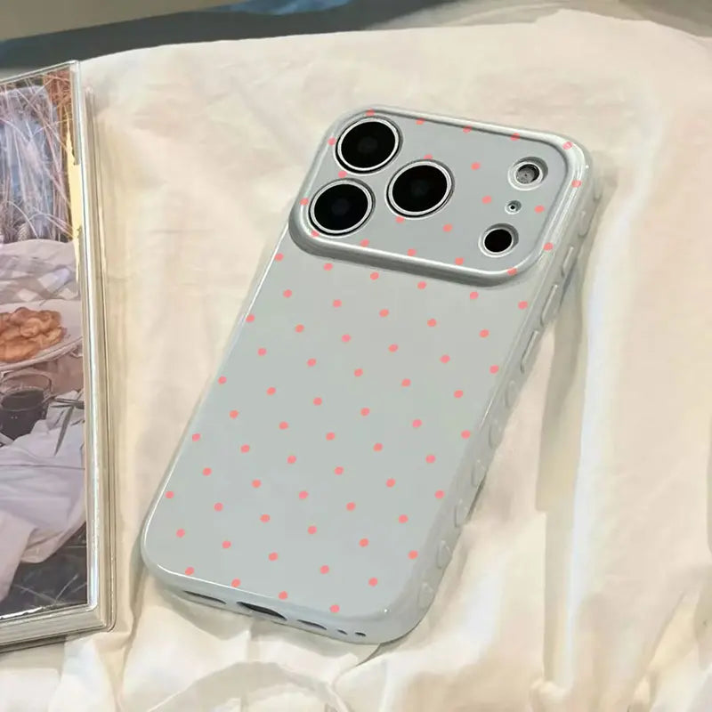 Polka Dot and Heart Themed Slim Phone Case - Lightweight, Scratch-Resistant Design for Apple iPhone Models 13-17