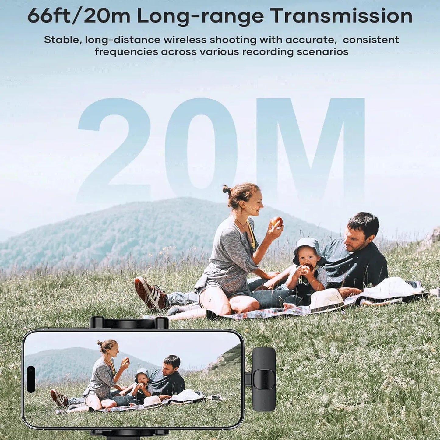 Hitozon Wireless Lavalier Microphone with Noise Reduction for iPhone 15/16/17, iPad, and Android - Portable USB-C Lapel Mic for Video Recording, Vlogging, TikTok, and YouTube