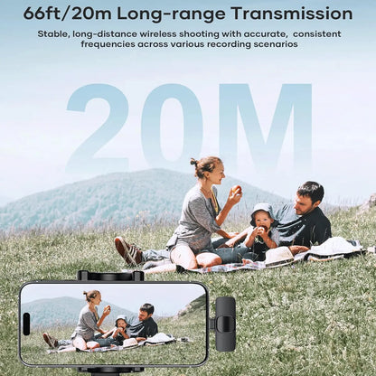 Hitozon Wireless Lavalier Microphone with Noise Reduction for iPhone 15/16/17, iPad, and Android - Portable USB-C Lapel Mic for Video Recording, Vlogging, TikTok, and YouTube