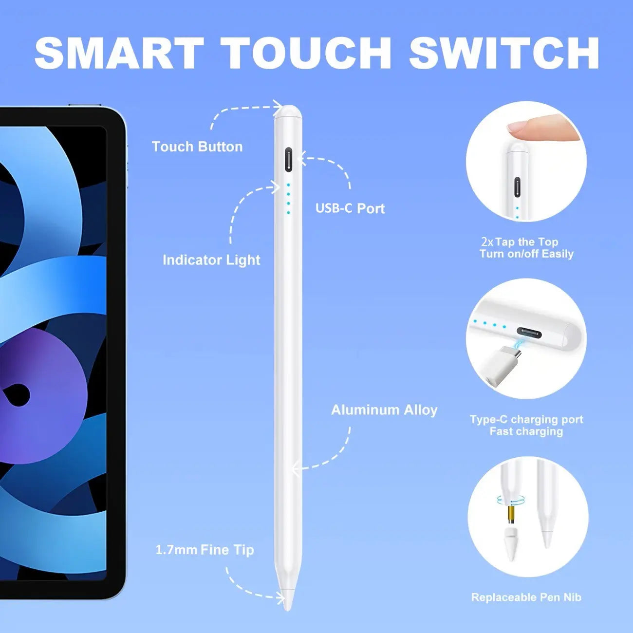Professional Stylus Pen for Apple iPad (2018-2026) - Fast Charging, Magnetic Attachment, Compatible with iPad Pro, Air, and Mini Models - Pink