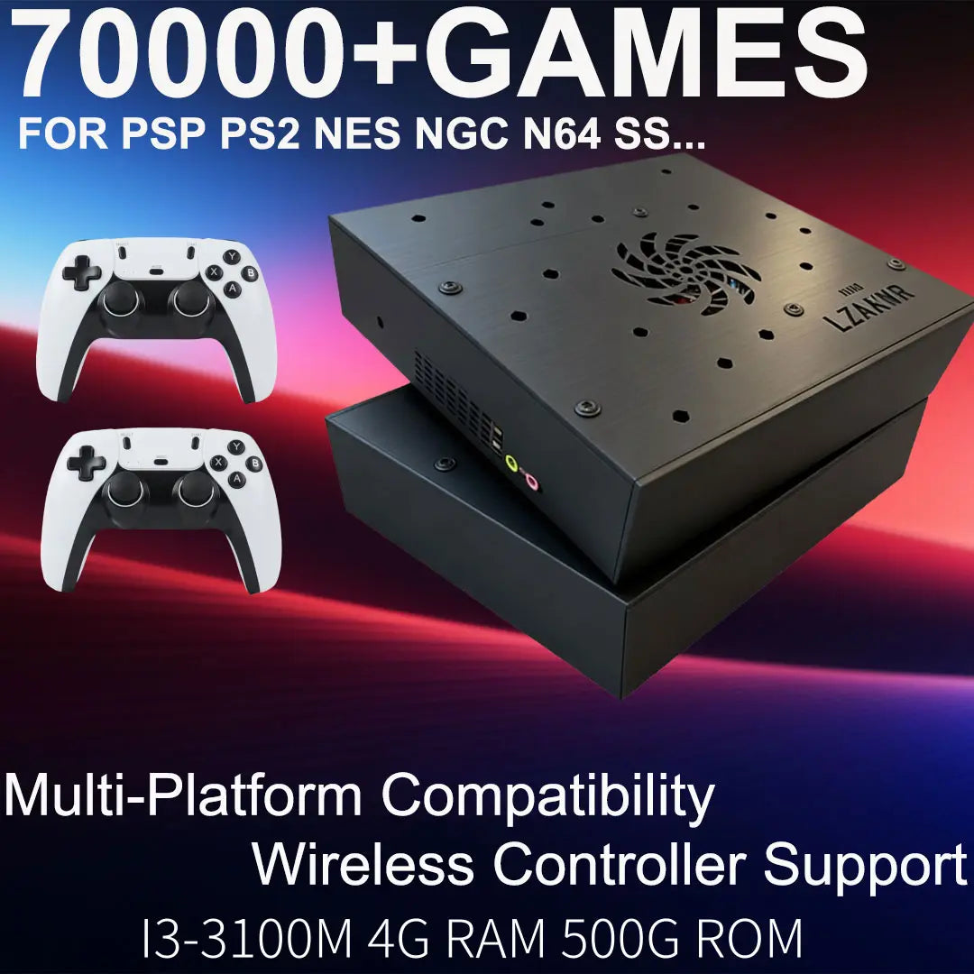 High-Performance Retro Gaming Console for TV, 4GB RAM, 500GB Storage, HDMI Plug & Play System, Compatible with PS2, Wii, NGC, N64, PSX, and Arcade Games