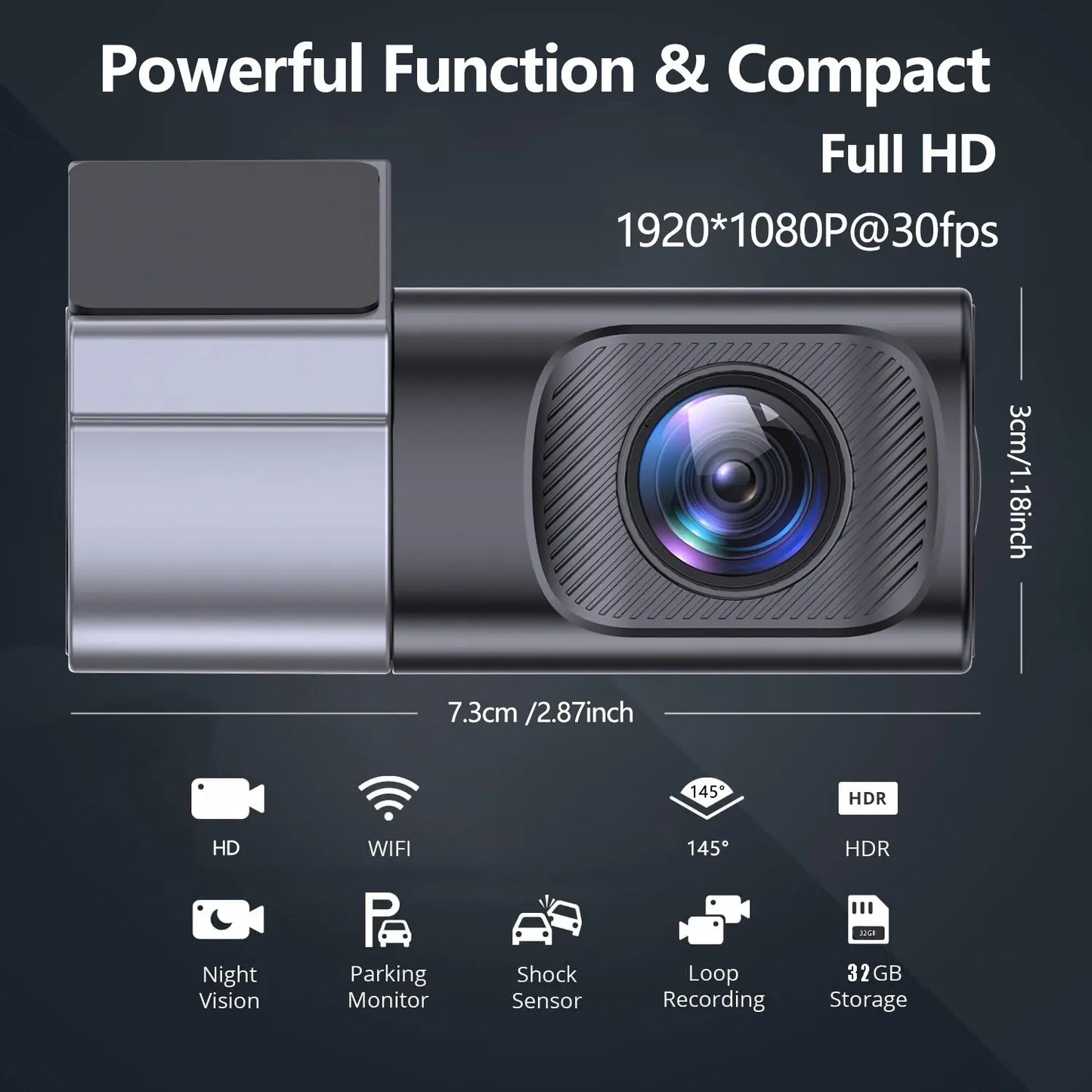 Experience Unmatched Clarity with Our 1080P HD Wired WiFi Dash Cam - 360° Rotatable Mini Camera with Night Vision and 24/7 Parking Monitor