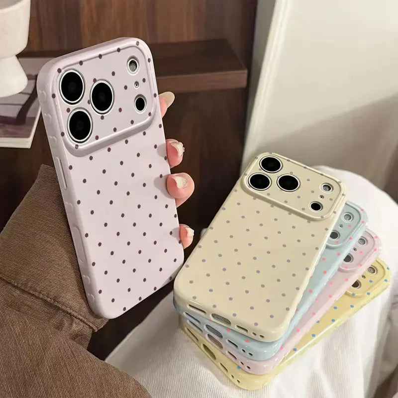 Polka Dot and Heart Themed Slim Phone Case - Lightweight, Scratch-Resistant Design for Apple iPhone Models 13-17