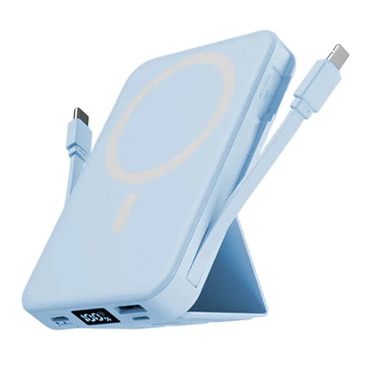 10,000mAh MagSafe Magnetic Power Bank with Built-In Cables and Phone Stand | 22.5W PD Fast Charging Portable Charger with LED Display for iPhone 12-17 and Android Devices, Ideal for Hands-Free Wireless Charging and Gifting